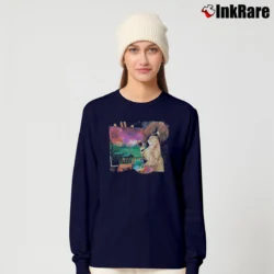 Women’s Bob Ross Cat Painting Funny Long-Sleeve Top in navy | Sleek, Versatile, All-Season