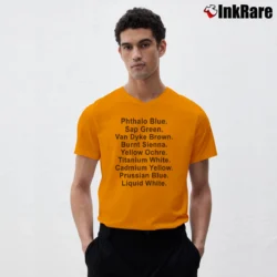 Men’s Bob Ross Happy Trees Funny Art V-Neck Tee in orange | Sharp, Breathable, Everyday Staple