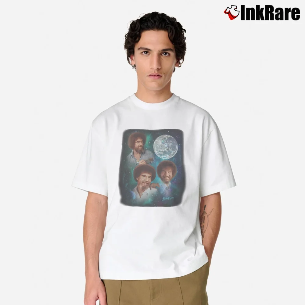 Men’s Bob Ross Joy Of Painting Moon Classic T-Shirt in white | Soft, Breathable Everyday Wear