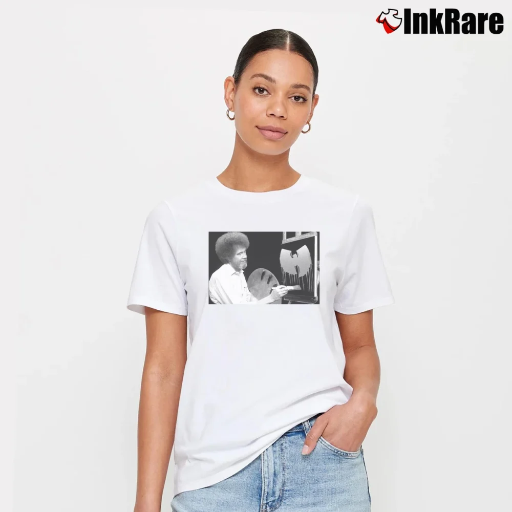 Women’s Bob Ross Painted The Wutang Logo Signature T-Shirt in white | Soft, Flattering Fit