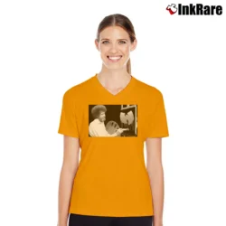 Women’s Bob Ross Painted The Wutang Logo V-Neck Tee in orange | Chic Neckline, Soft Texture