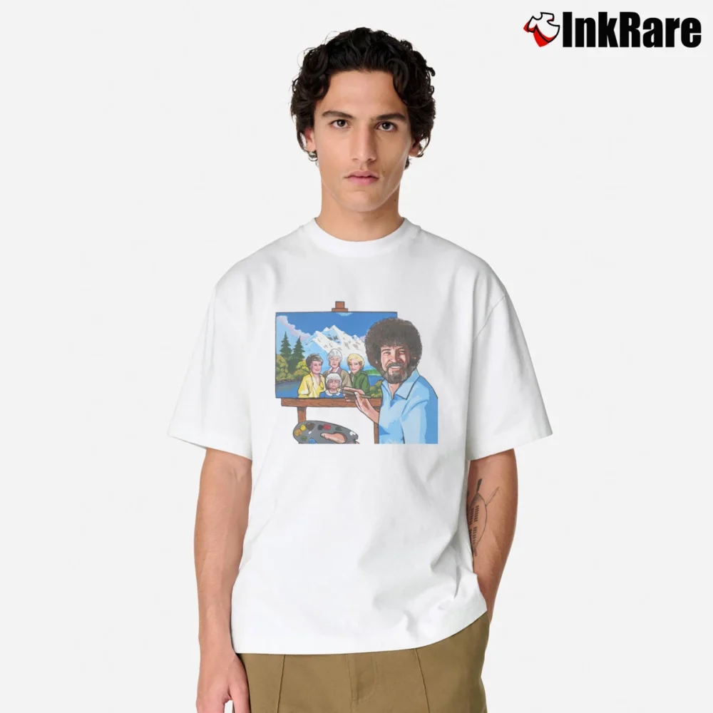 Men’s Bob Ross Painting Meets Golden Girls Classic T-Shirt in white | Soft, Breathable Everyday Wear