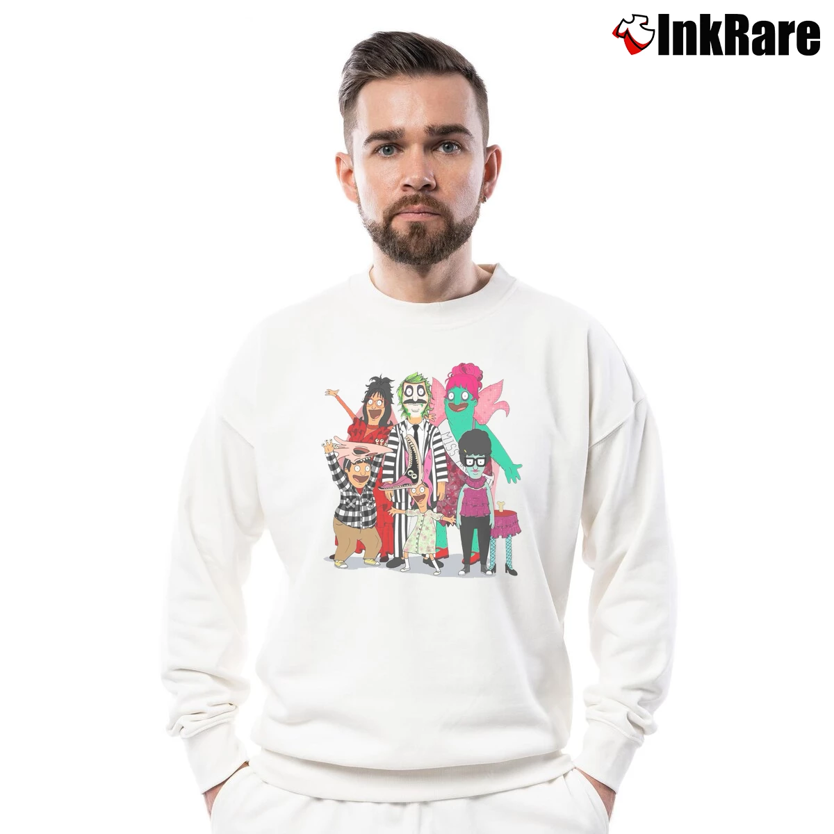 Bob’s Burgers Beetlejuice Men’s Crewneck Sweatshirt in white – Soft & Durable Men’s Bob's Burgers Beetlejuice Crewneck Sweatshirt in white | Cozy Fabric, Clean Style