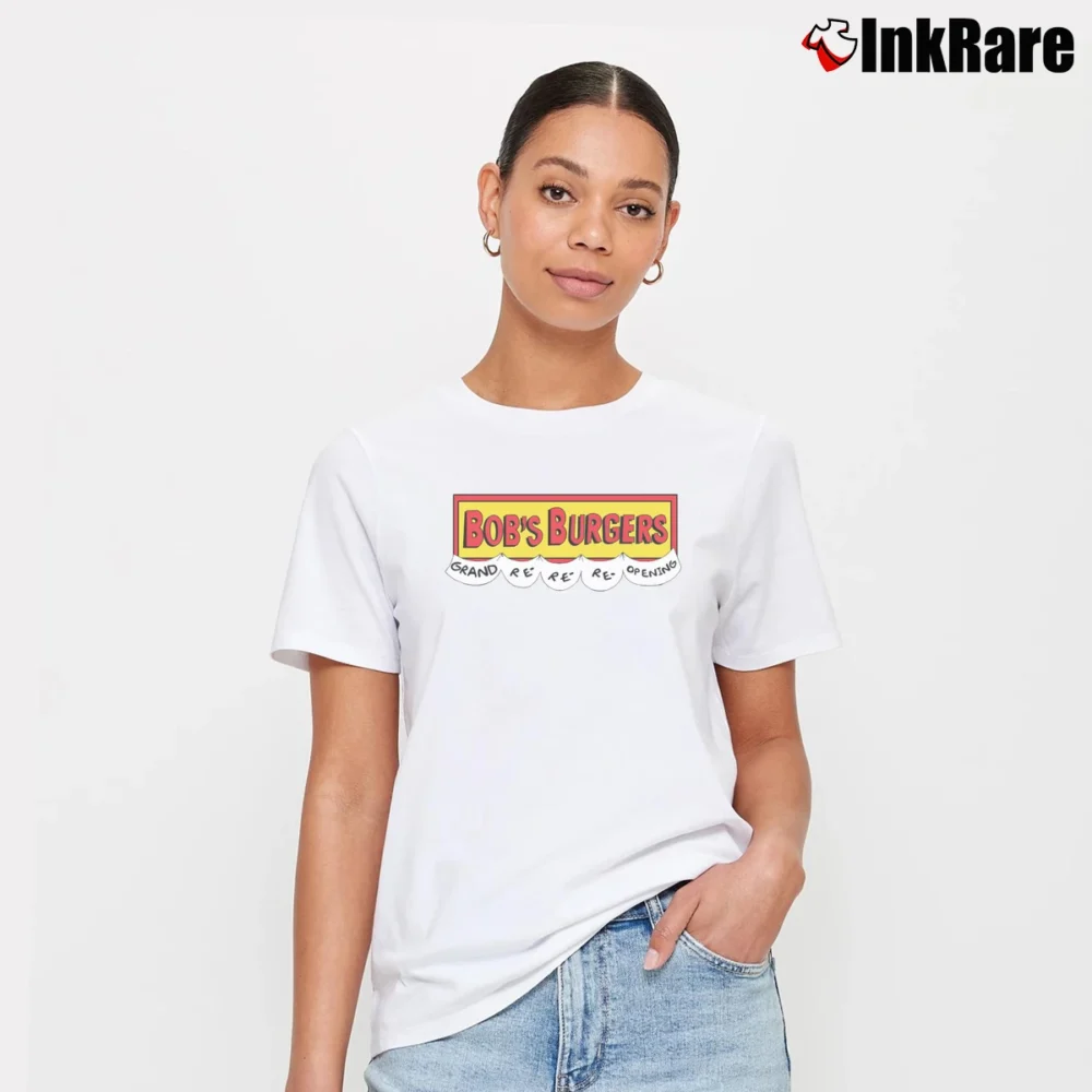 Women’s Bob's Burgers Grand Re Re Re Re Opening Signature T-Shirt in white | Soft, Flattering Fit