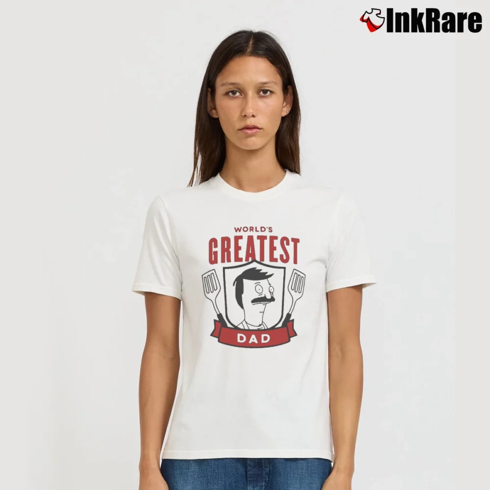 Women’s Bob's Burgers World's Greatest Dad T-Shirt in white | Soft, Flattering Fit