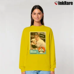 Women’s Bob Uecker Milwaukee Braves Trading Card Relaxed Sweatshirt in yellow | Soft, Laid-Back Vibe