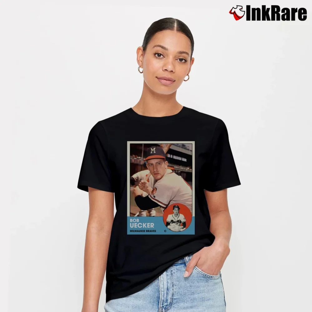 Women’s Bob Uecker Milwaukee Braves Trading Card Signature T-Shirt in black | Soft, Flattering Fit