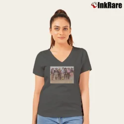 Women’s Bob Wade's Cowgirl Lineup Western V-Neck Tee in charcoal | Chic Neckline, Soft Texture