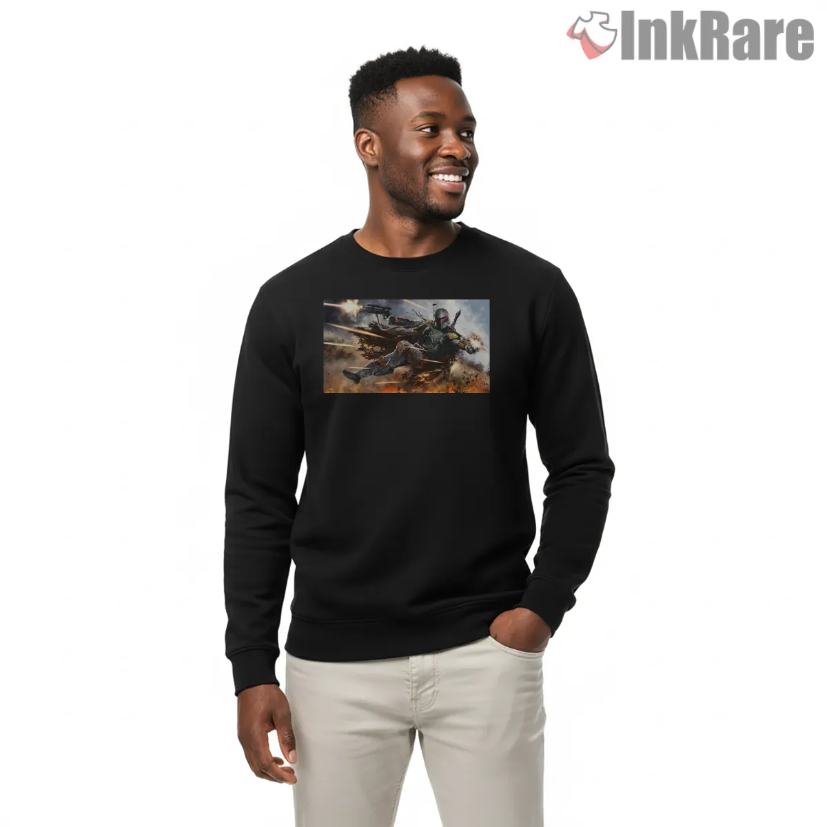 Boba Fett Battle Action Scene Shirt on graphic shirt for men graphic tee