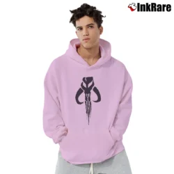 Men’s Boba Fett Black Logo Star Wars Bounty Hunter Pullover Hoodie in light pink | Cozy, Durable, Modern Fit