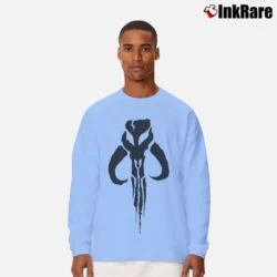 Men’s Boba Fett Black Logo Star Wars Bounty Hunter Long-Sleeve Shirt in light blue | Sleek, Lightweight, Year-Round Wear