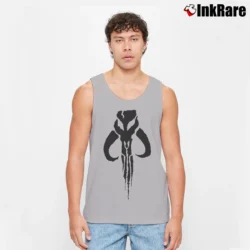 Men’s Boba Fett Black Logo Star Wars Bounty Hunter Tank Top in sport grey | Breathable, Active-Friendly Design