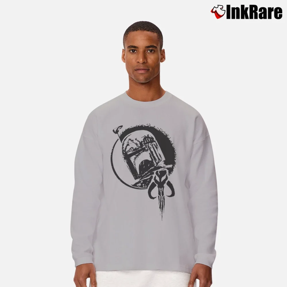 Men’s Boba Fett Bounty Hunter Mandalorian Star Wars Long-Sleeve Shirt in sport grey | Sleek, Lightweight, Year-Round Wear