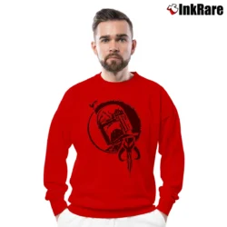 Men’s Boba Fett Bounty Hunter Mandalorian Star Wars Crewneck Sweatshirt in red | Cozy Fabric, Clean Style