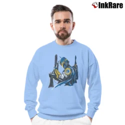 Men’s Boba Fett Golden State Warriors Star Wars Crewneck Sweatshirt in light blue | Cozy Fabric, Clean Style