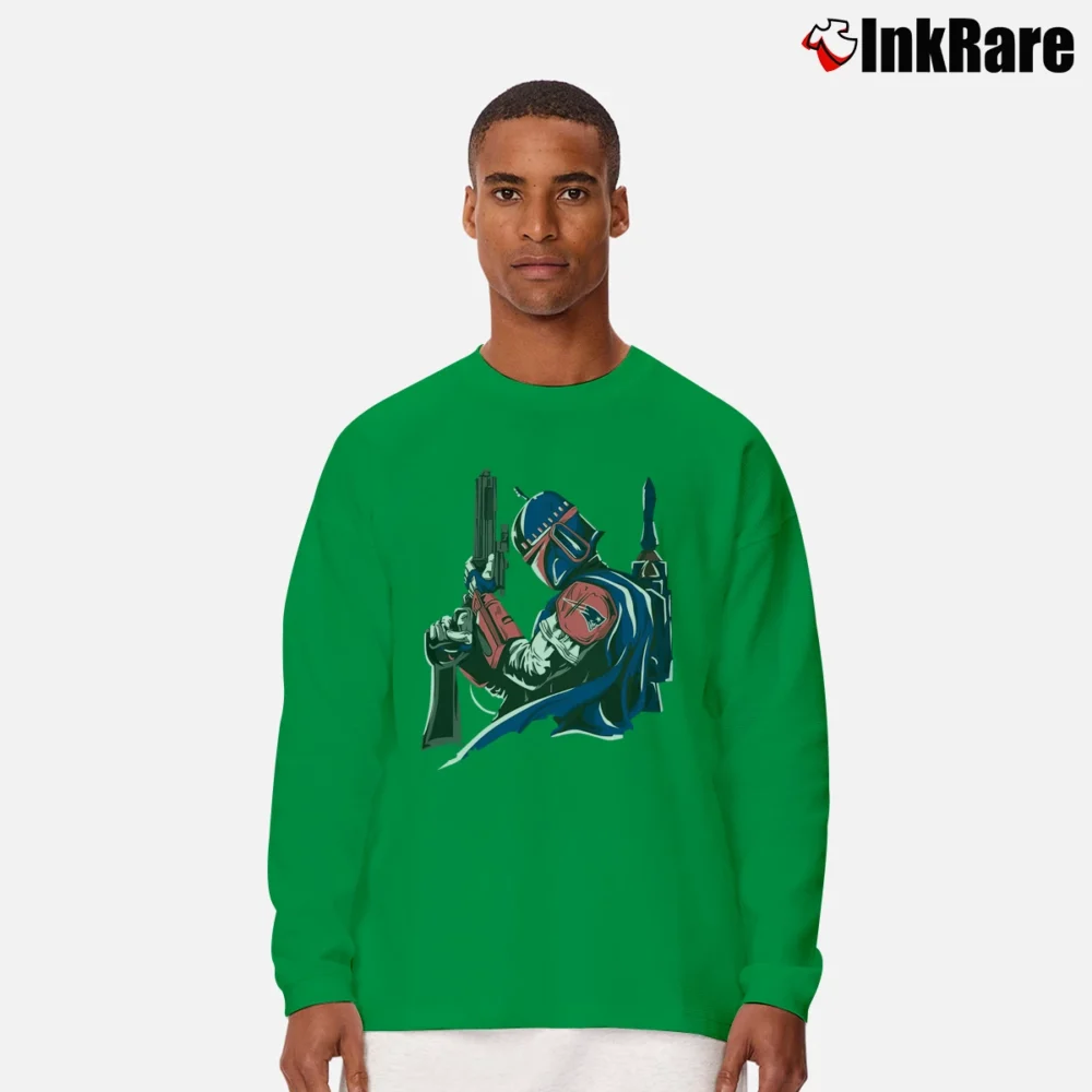 Men’s Boba Fett Star Wars New England Patriots Long-Sleeve Shirt in irish green | Sleek, Lightweight, Year-Round Wear