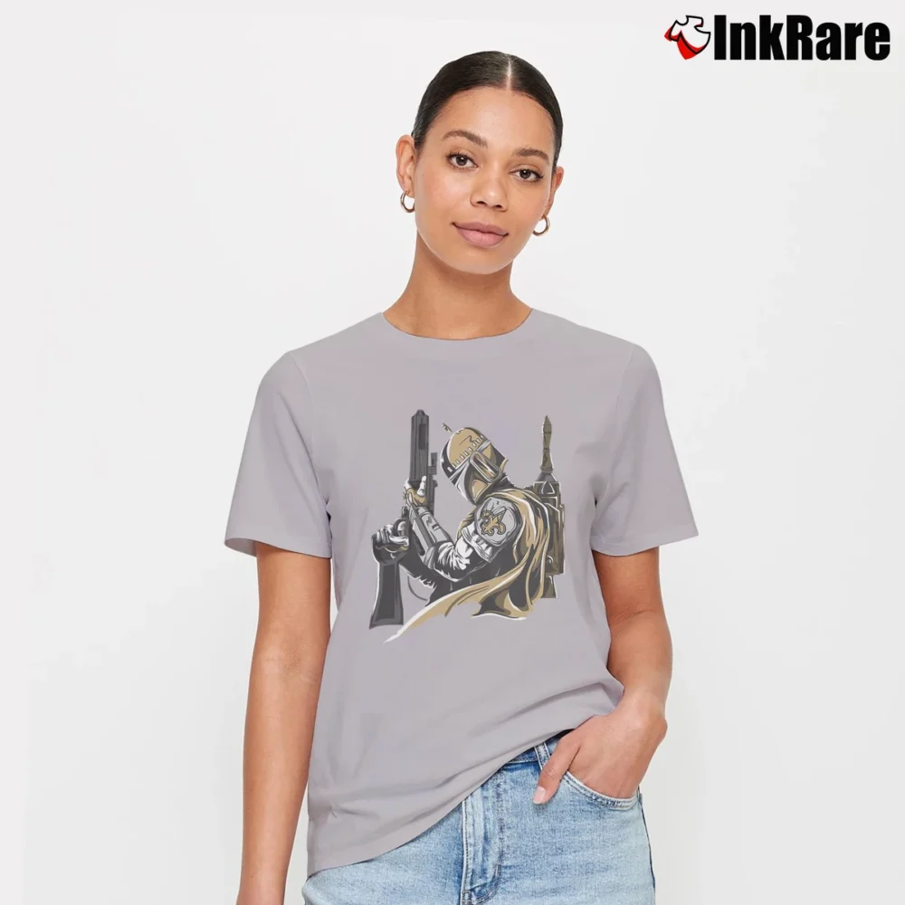 Women’s Boba Fett Star Wars New Orleans Saints Football Signature T-Shirt in sport grey | Soft, Flattering Fit