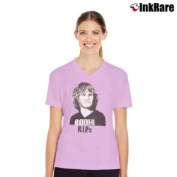 Women’s Bodhi R.i.p Tribute Graphic V-Neck Tee in light pink | Chic Neckline, Soft Texture