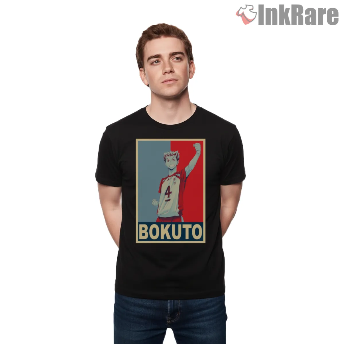Bokuto Koutaro Vintage Poster Style Anime Shirt on black short sleeve shirt for men graphic tee