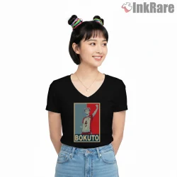 Bokuto Koutaro Vintage Poster Style Anime Shirt on black v-neck shirt for women graphic tee