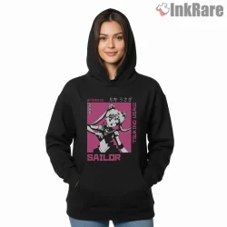 Bold Pop Princess Graphic Anime Shirt on black hoodie for women graphic tee