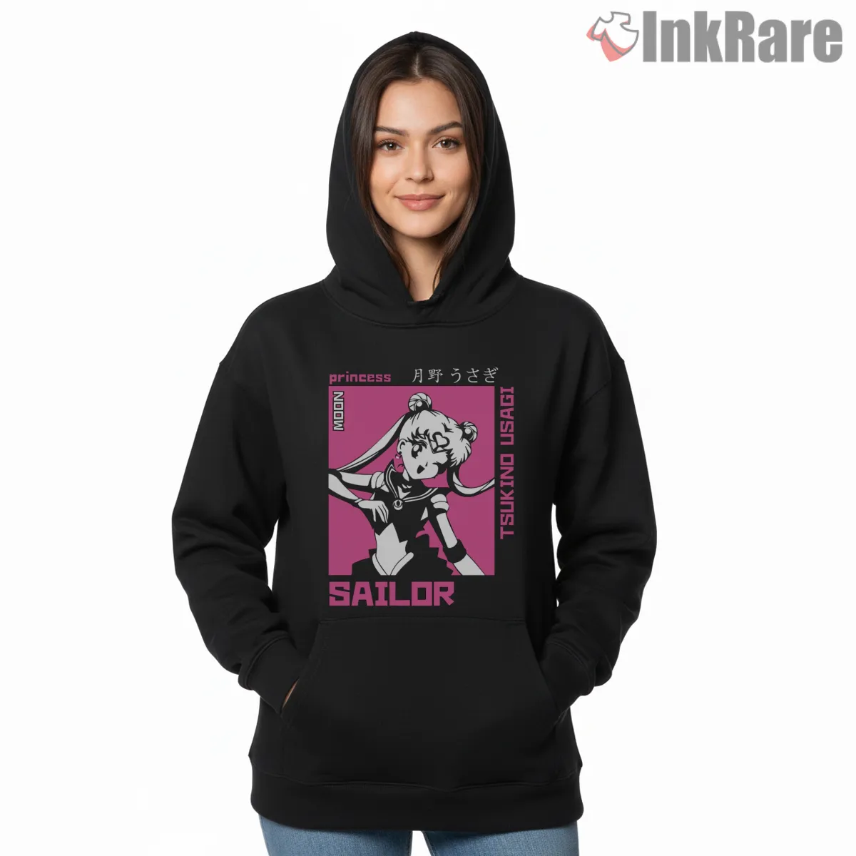 Bold Pop Princess Graphic Anime Hoodie Black Bold Pop Princess Graphic Anime Shirt on black hoodie for women graphic tee