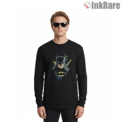 Bold Splash Portrait Batman Shirt on black long sleeve shirt for men graphic tee