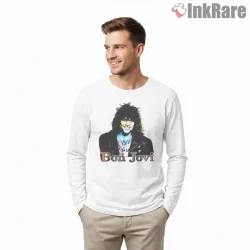 Bon Jovi Colorful Portrait Artistic Fan Illustration Shirt on white long sleeve shirt for men graphic tee