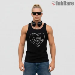 Bon Jovi Heart Love Statement Fan Graphic Shirt on black tank top for men graphic tee