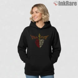 Bon Jovi Iconic Songs Lyrics Typography Rock Shirt on black hoodie for women graphic tee