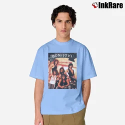 Men’s Bon Jovi In Concert 1989 Classic T-Shirt in light blue | Soft, Breathable Everyday Wear