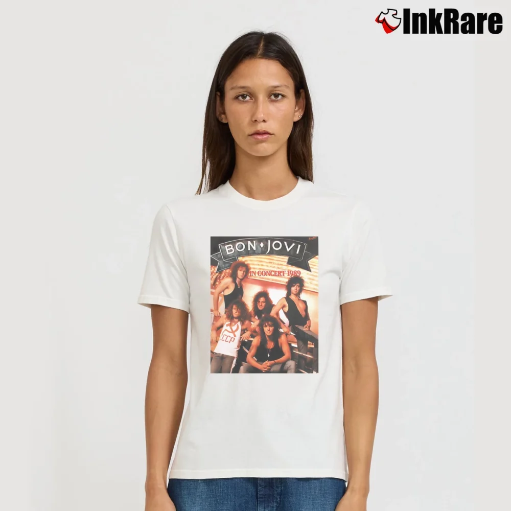 Women’s Bon Jovi In Concert 1989 Signature T-Shirt in white | Soft, Flattering Fit