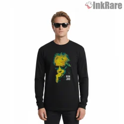 Bon Jovi Neon Pop Art Portrait Moody Rock Icon Shirt on black long sleeve shirt for men graphic tee