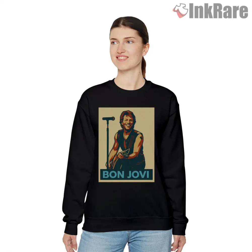 Bon Jovi Retro Illustration Performance Portrait Shirt on graphic shirt for women graphic tee