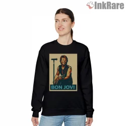 Bon Jovi Retro Illustration Performance Portrait Shirt on graphic shirt for women graphic tee