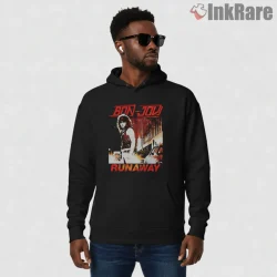Bon Jovi Runaway Vintage Street Night Scene Shirt on black hoodie for men graphic tee
