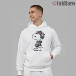 Bon Jovi Snoopy Headphones Peanuts Rock Star Tribute Shirt on white hoodie for men graphic tee