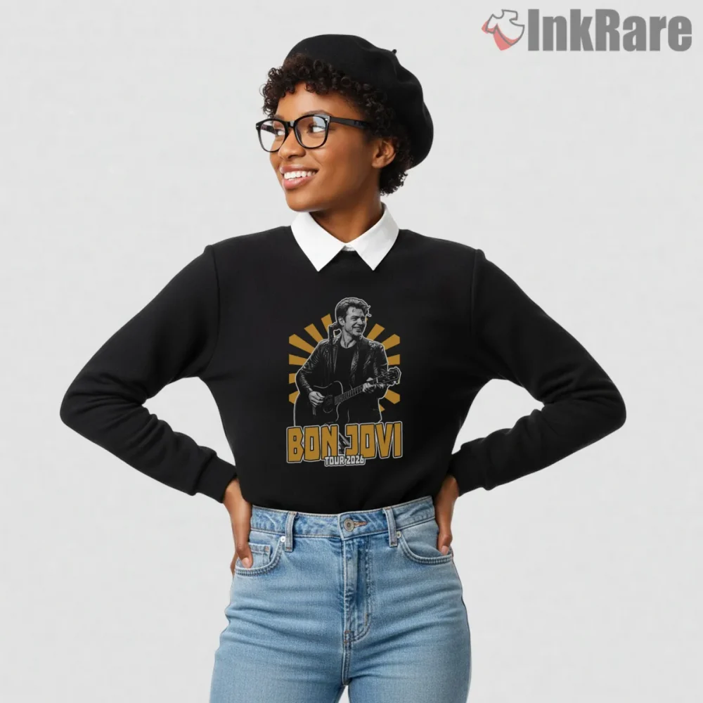 Bon Jovi Tour 2026 Live Guitar Spotlight Performance Shirt on graphic shirt for women graphic tee