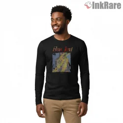 Bon Jovi Vintage Tour Poster Abstract Art Collage Shirt on black long sleeve shirt for men graphic tee