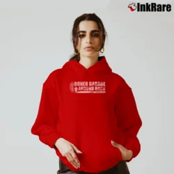 Women’s Boner Garage Graphic Humor Cozy Hoodie in red | Warm, Structured, Stylish