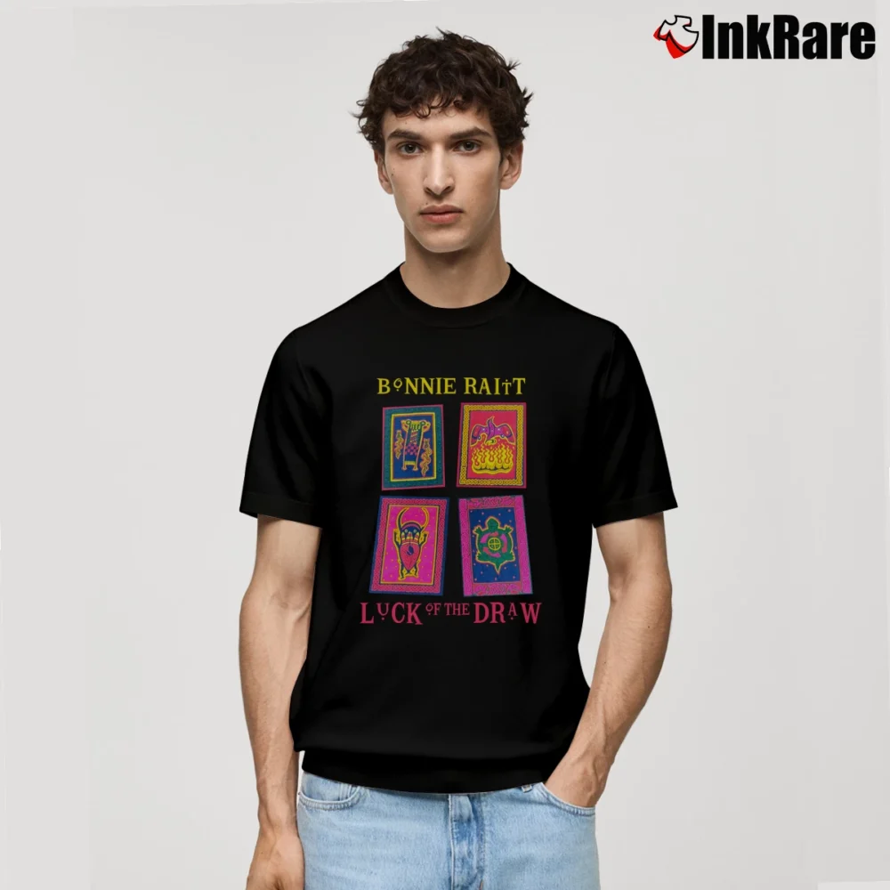 Men’s Bonnie Raitt 1991 Luck Of The Draw Tour Classic T-Shirt in black | Soft, Breathable Everyday Wear
