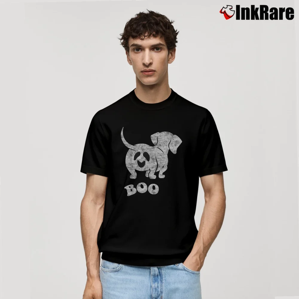 Men’s Boo Dachshund Spooky Dog Wiener Halloween Classic T-Shirt in black | Soft, Breathable Everyday Wear
