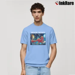 Men’s Book Wyrm Fantasy Blue Dragon Classic T-Shirt in light blue | Soft, Breathable Everyday Wear