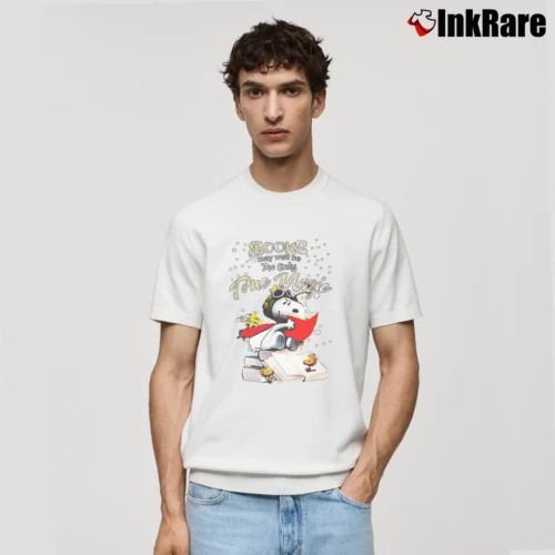 Books May Well Be The Only True Magic Snoopy Men’s Classic Tee in white – Premium Comfort Men’s Books May Well Be The Only True Magic Snoopy Classic T-Shirt in white | Soft, Breathable Everyday Wear