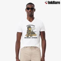 Men’s Bootleg Bart Simpsons Desert Storm V-Neck Tee in white | Sharp, Breathable, Everyday Staple