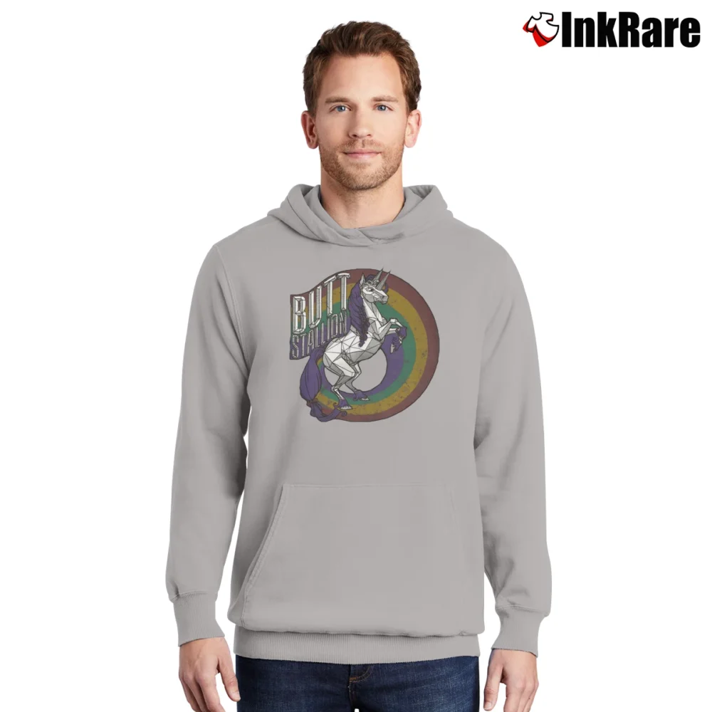 Men’s Borderlands 2 Butt Stallion Gaming Pullover Hoodie in sport grey | Cozy, Durable, Modern Fit