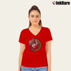 Women’s Borderlands 2 Butt Stallion Gaming V-Neck Tee in red | Chic Neckline, Soft Texture
