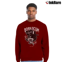 Men’s Born Scum Clothing Co Graphic Crewneck Sweatshirt in maroon | Cozy Fabric, Clean Style