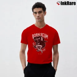 Men’s Born Scum Clothing Co Graphic V-Neck Tee in red | Sharp, Breathable, Everyday Staple