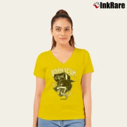 Women’s Born Scum Clothing Co. Statement V-Neck Tee in yellow | Chic Neckline, Soft Texture